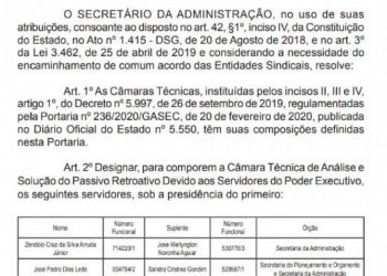 Representantes dos servidores e do governo são nomeados para composição de Câmaras Técnicas que tratarão das progressões e direitos dos servidores do Executivo