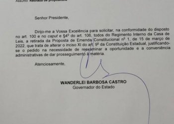 "A volta dos que não foram", Governador Wanderlei retira PEC do teto remuneratório único da AL