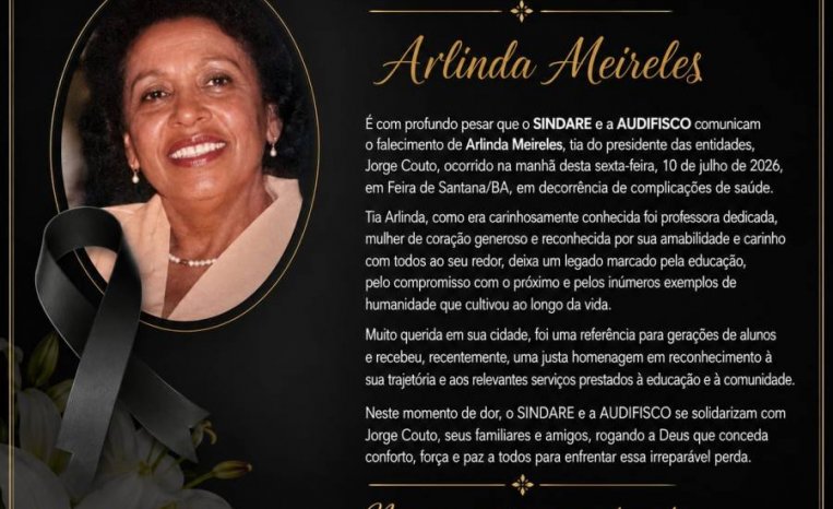 NOTA DE PESAR - Arlinda Meireles